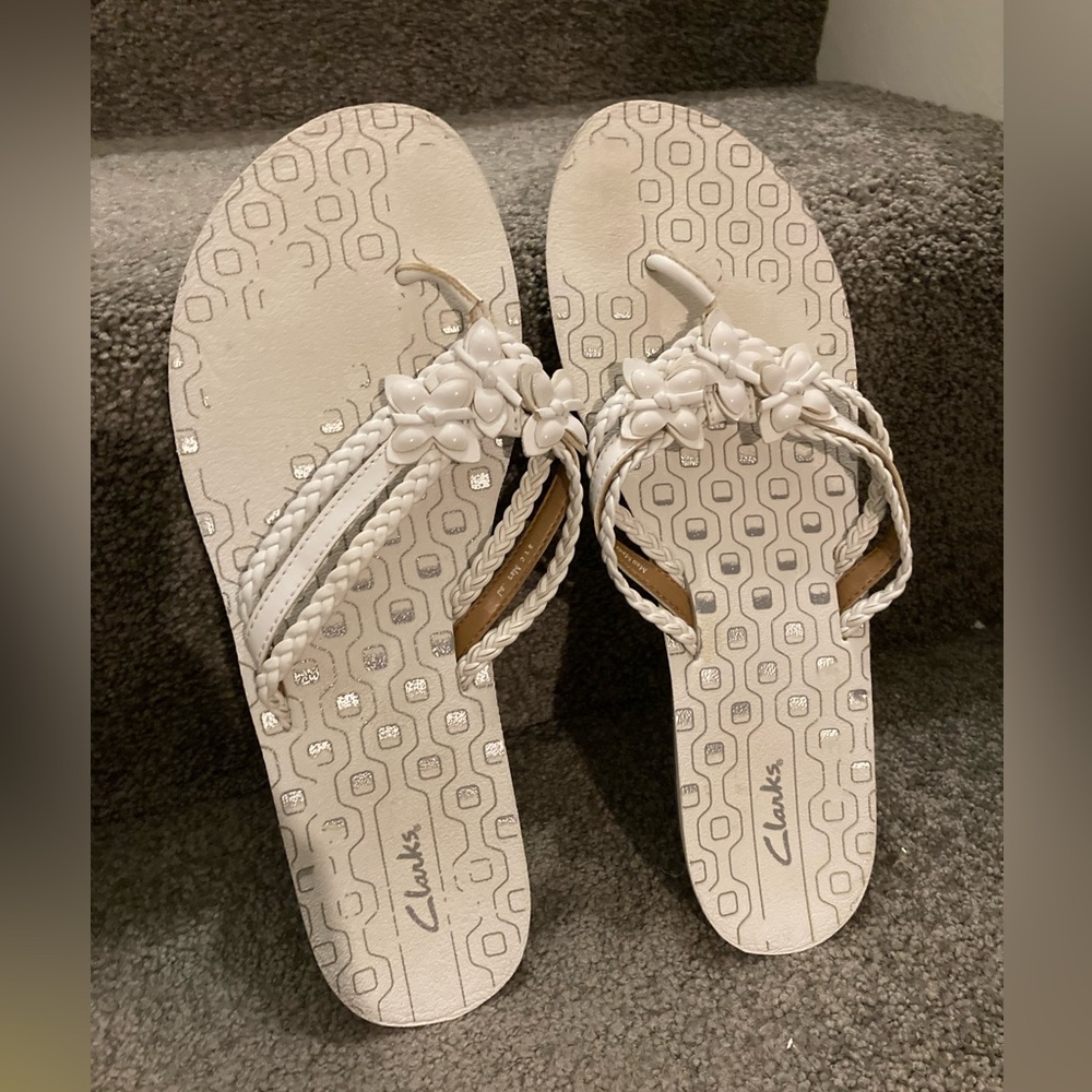White Clark’s Flip Flops
